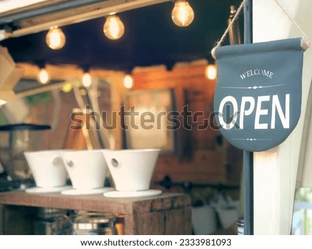 The coffee shop is now open. coffee shop background.