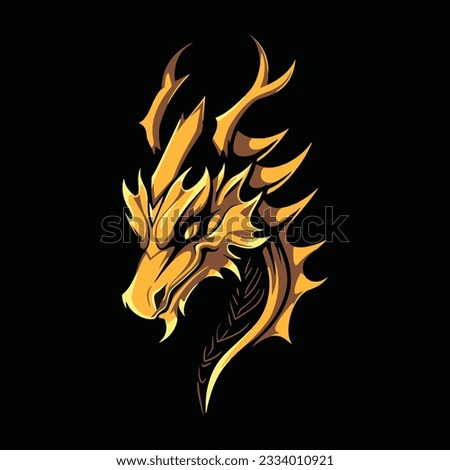 Gold Dragon Head Mascot Logo for Esport. Gold Dragon T-shirt Design. Gold Dragon Logo. Gold Dragon Sticker
