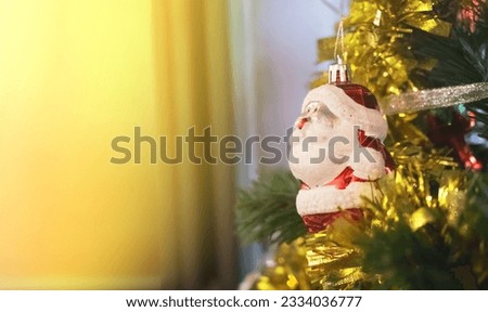 Santacluas red white pine tree green color fir bokeh copy space background wallpaper decoration ornament merry christmas xmas happy new year 2024 time calendar event border character glow snowflake 