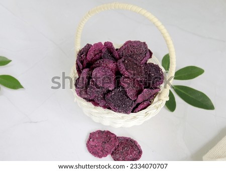 Pile of dried dragon fruit slices, Dried Red Dragon Fruit