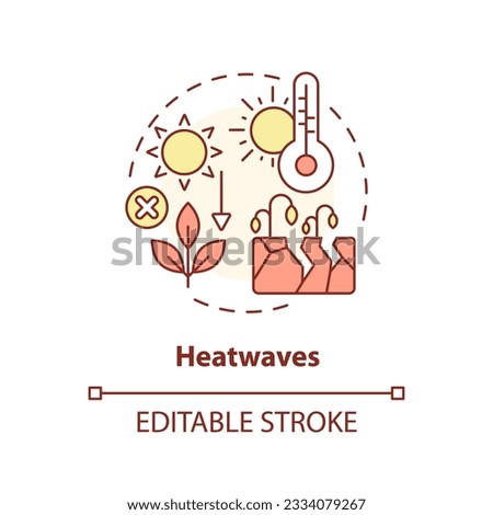Editable heatwave icon representing heatflation concept, isolated vector, global warming impact thin line illustration.