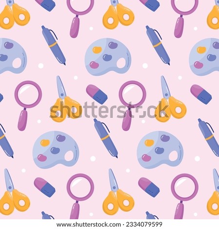School background. Seamless pattern with doodles. Vector illustration. back to school background. back to school season. stationery background. schools accessories pattern background.