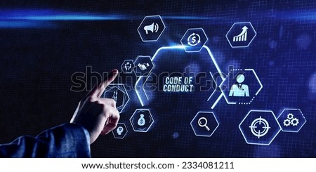 Internet, business, Technology and network concept. Virtual screen of the future: Code of conduct. Royalty-Free Stock Photo #2334081211