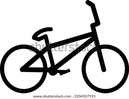 Small bike symbol for extreme and adrenalin ride and adventure. Vector drawing bmx bicycle illustration. Vehicle made for big jumps and tricks simple black line logo decoration. Trick machine sign.