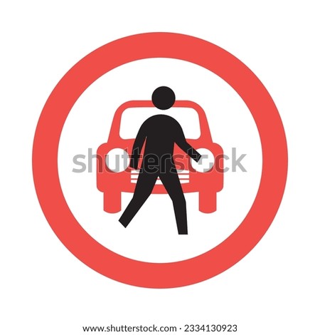 Pedestrian priority zone. Flat Pedestrian zone vector icon illustration isolated on white background. Vector.