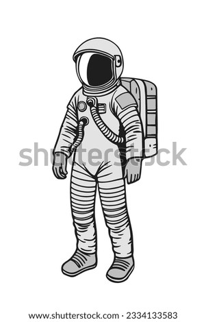 Astronaut in spacesuit. Cosmonaut or taikonaut. Vector illustration Royalty-Free Stock Photo #2334133583