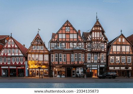 The medieval town of Celle with timber-framed houses front. Photo taken on 4th of June 2023, in Celle, Lower Saxony, Germany.