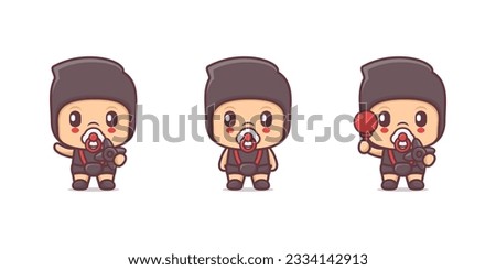 cute ninja baby  cartoon character vector illustration, mascot, icon, sticker.