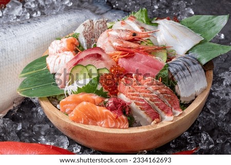 Good quality seafood and Japanese food. Royalty-Free Stock Photo #2334162693