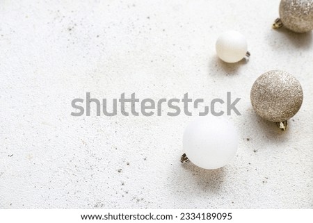 Different Christmas balls on white background