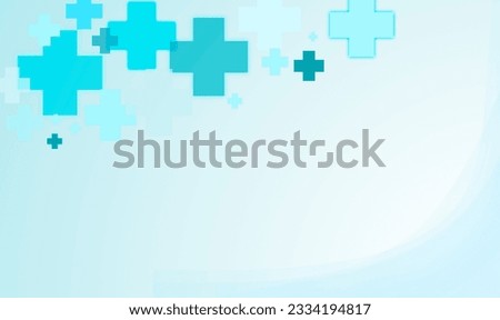 Medical background with crosses on a blue background with space for a copy. Infographic banner, abstract health and science background, medical concept and innovation template