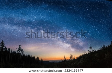An aerial view of a beautiful forest at night in Germany