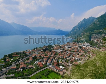 Panoramic view of Bossico, Lago d'Iseo, Lombardy, Italy. High quality photo Royalty-Free Stock Photo #2334204075