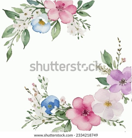 Vector watercolor pink flower bouquet collection