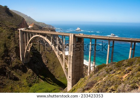 Bixby Bridge, Highway #1 Big Sur - California USA Royalty-Free Stock Photo #233423353