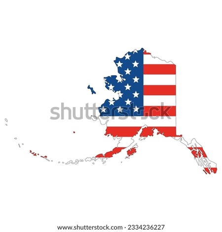  Alaska map with USA flag