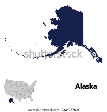  Alaska map with color outline. USA map 