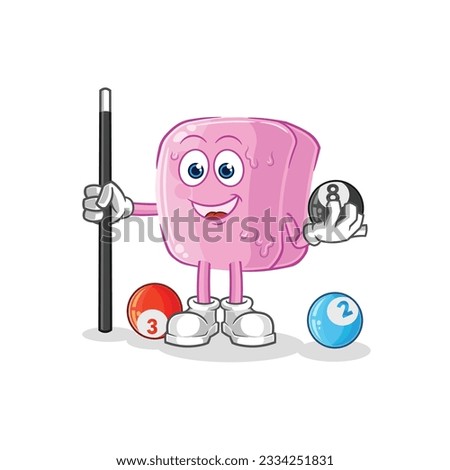 the nail plays billiard character. cartoon mascot vector