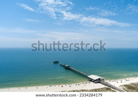 Aerial view of the beach at Gulf Shores, Alabama in July Royalty-Free Stock Photo #2334284179
