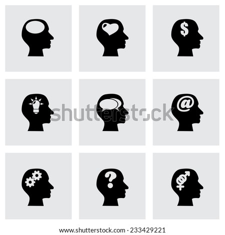 Vector thoughts icon set on grey background