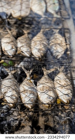 Grilled fish: Smoky, tender, and flavorful. A delicious seafood delight.  The fish is typically seasoned with various herbs, spices, and marinades to enhance its flavor.