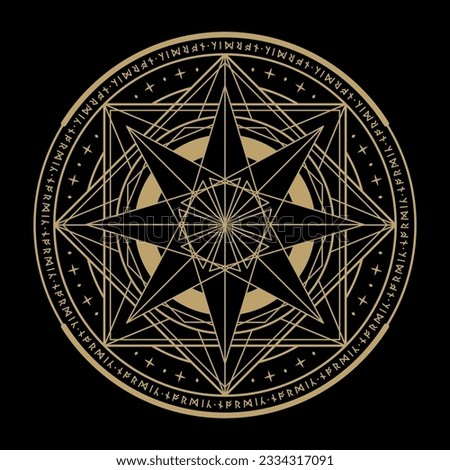 mysterious golden magical circle vector design Royalty-Free Stock Photo #2334317091
