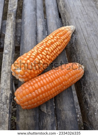 picture of two corns with a wood or bamboo background