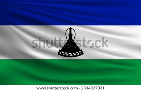 Vector flag of Lesotho waving closeup style background illustration.