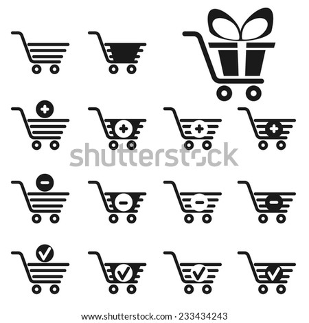 shopping cart icons set for web design