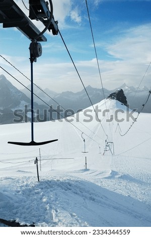 Ski-lift on glacier- summer ski resort, Zermatt- Swiss.