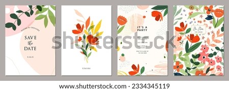 Floral art templates. For wedding invitation, birthday and Mothers Day cards, flyer, poster, banner, brochure, email header, post in social networks, advertising, events and page cover. Royalty-Free Stock Photo #2334345119
