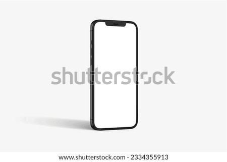 Black modern smartphone pro max mockup. Mobile smart phone technology front blank screen studio shot isolated on over white background with clipping paths for Phone and for Screen. Royalty-Free Stock Photo #2334355913