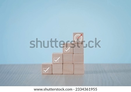 concept step towards goals and business success Keeping track of projects and work completion Project timeline management. Royalty-Free Stock Photo #2334361955