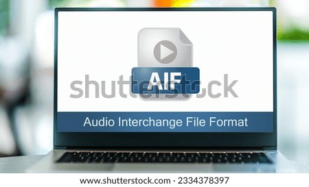 Laptop computer displaying the icon of AIFF file.