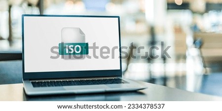 Laptop computer displaying the icon of iso file