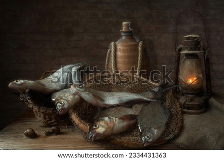 Still life with a  good catch of fish
