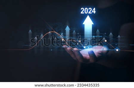 Growth and development chart of company in new year 2024. Planning,opportunity, challenge and business strategy in new year 2024. Royalty-Free Stock Photo #2334435335