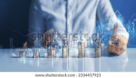 Increasing interest rates, mutual funds, long term investment for retirement and dividends provision of financial services. Royalty-Free Stock Photo #2334437923