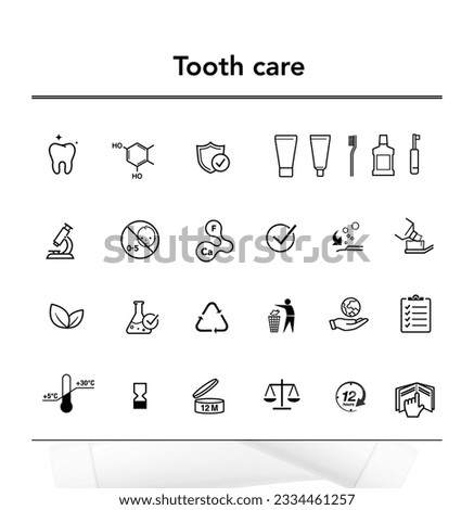 Set of tooth care icons. The outline icons are well scalable and editable. Contrasting elements are good for different backgrounds. EPS10.