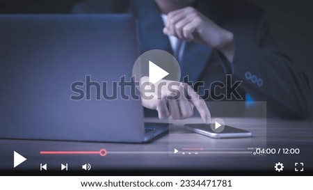 business man on streaming, pause or play the time, time is value, application on business Royalty-Free Stock Photo #2334471781