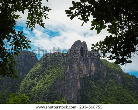 Limestone mountains during the rainy season in Thailand