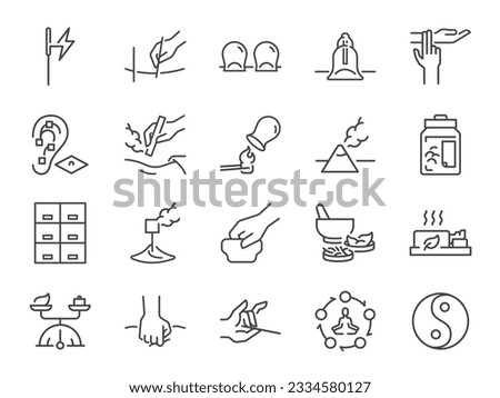 Traditional Chinese medicine icon set. It included medical, treatment, cure, heal and more icons. Editable Vector Stroke. Royalty-Free Stock Photo #2334580127