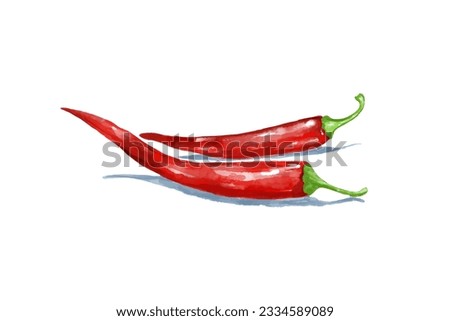 red hot chili pepper Watercolor vegetable vector Royalty-Free Stock Photo #2334589089