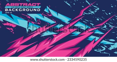 Abstract background car decal wrap background vector design pink blue grunge splash, claw art racing speed auto sticker, pattern rip scratch tiger lion wolve sporty Royalty-Free Stock Photo #2334590235