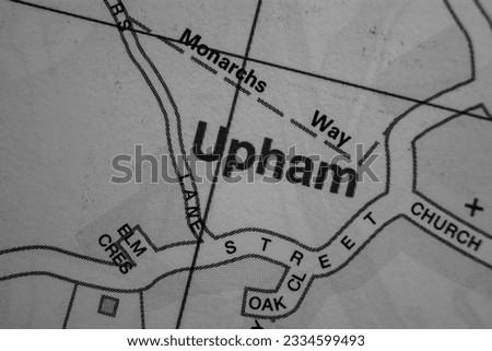 Upham near Southampton in Hampshire, England, UK atlas map town name in black and white