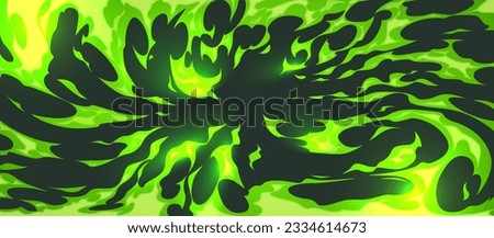 Abstract neon green liquid splash on black background. Vector cartoon illustration of toxic poisonous substance spill, space blast, nuclear explosion, witchcraft spell energy, sticky slime splatter Royalty-Free Stock Photo #2334614673