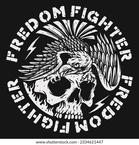 Freedom Fighter Eagle Skull Vector Illustration