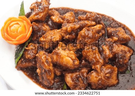 Chicken Manchurian. Is a popular Chinese-Japanese delicacy all over Japanese. Arabic, Chinese cuisine pictures, isolated on White background.