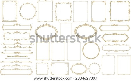 Set of Decorative vintage frames and borders. Vector design. floral ornament. Royalty-Free Stock Photo #2334629397