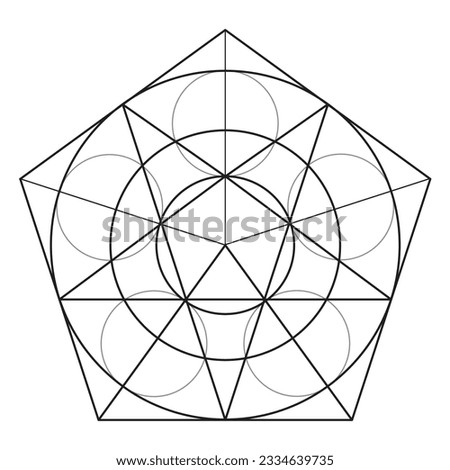Pentagon graph. Scared Geometry Vector Design Elements. thin line geometric. isolated on white background. the world of geometry with our intricate illustrations.